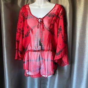 Vibrant Tie Dye Inspired ,Bohemian, Lace Up Top